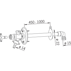 Neužšąlantis lauko čiaupas ORAS 450 / 1000 mm storio sienoms, 431515