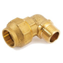Užveržiama žalvarinė alkūnė PE vamzdžiui GENERAL FITTINGS 63 x 2"" išorė